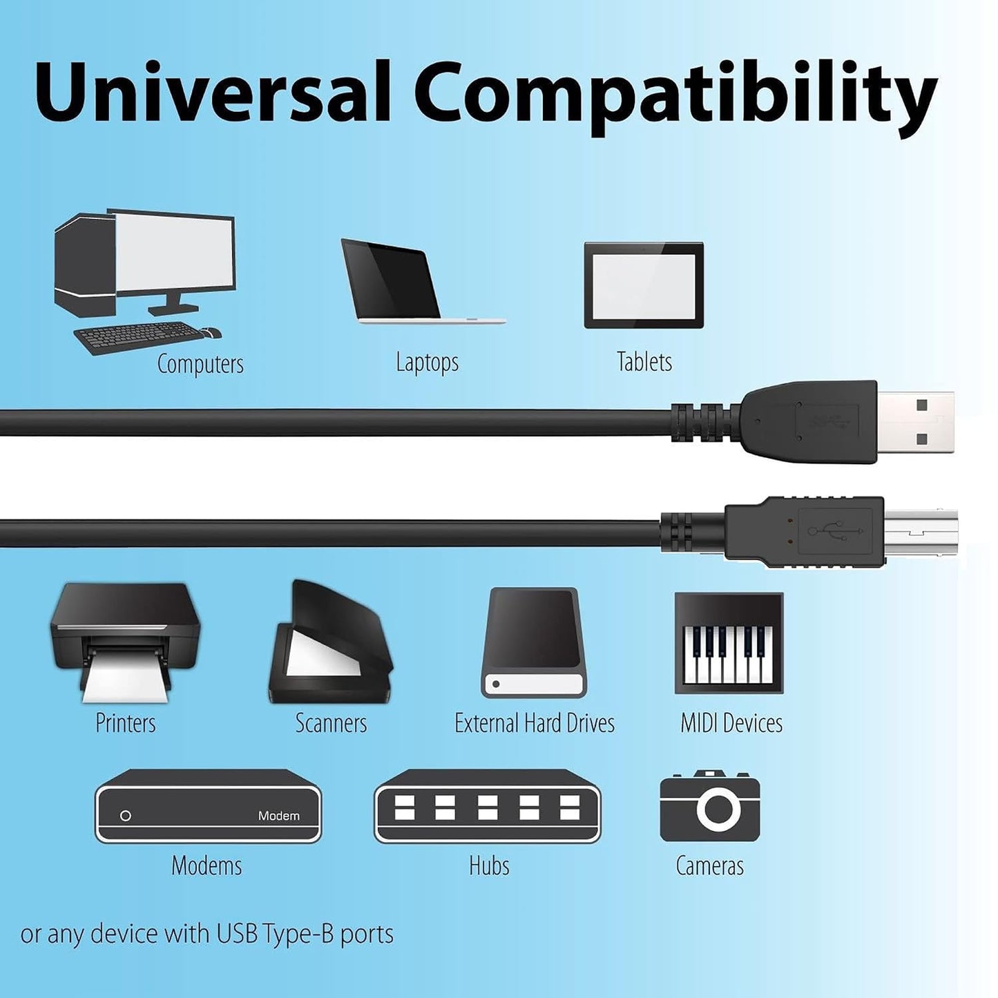 XHJTWOPY 6ft 6000 6500 8000 4315 4315V 4500 6310 6500 7115 7350 D145 4315XI 4355 J3640 J3680Printer USB Cable Computer