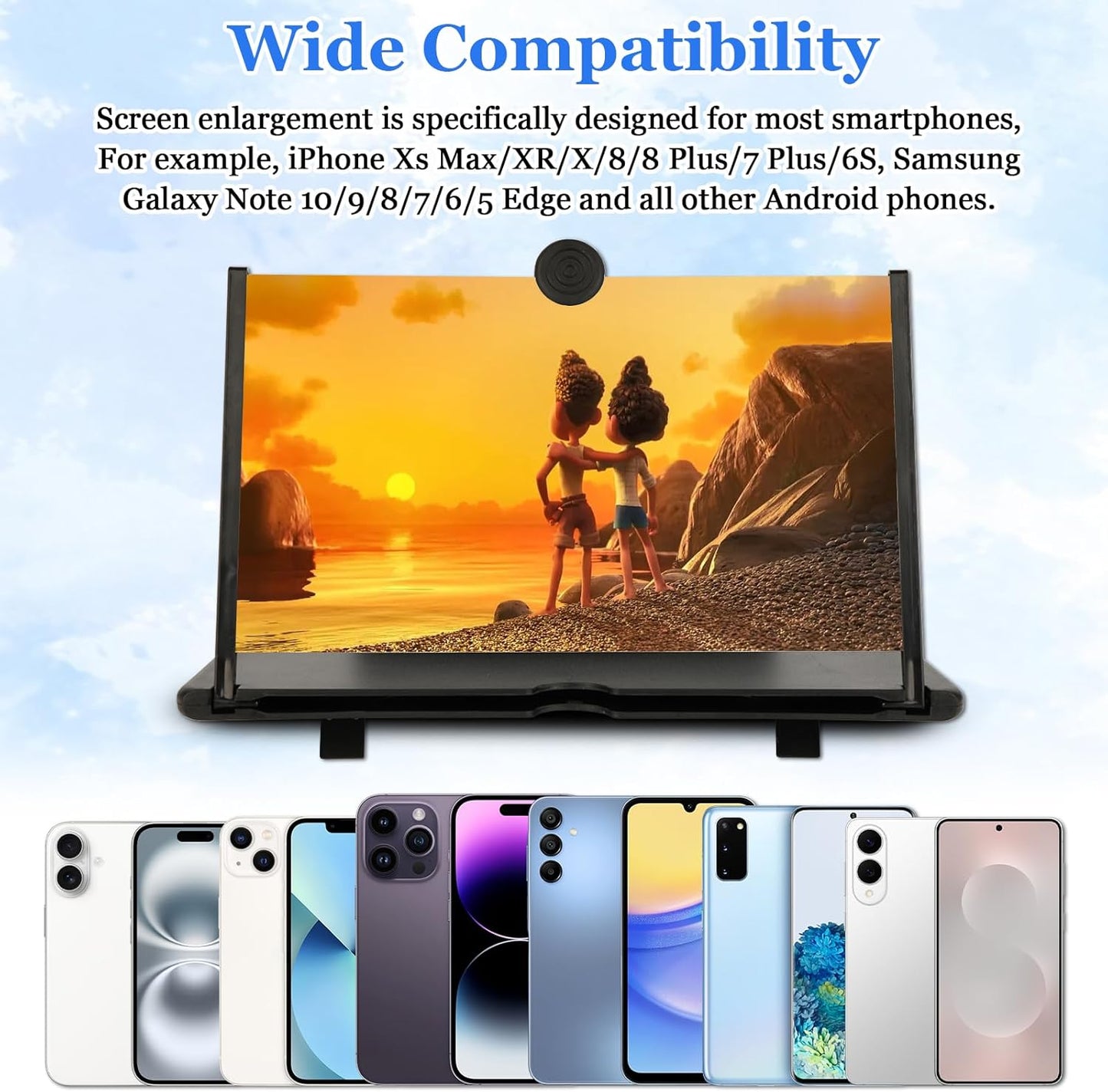 12" 3D 12inch) Screen Amplifier for Cell Phone, HD Amplifiers Projector Horizontal Screen Enlarger for Movies, Videos