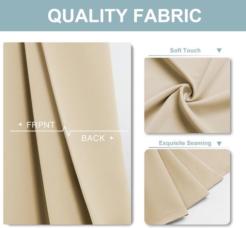 ChrisDowa Blackout Curtains - Thermal Insulated Grommet Room Darkening Panels, 90 Inch Long | Biscotti Beige, 2 Panels Set