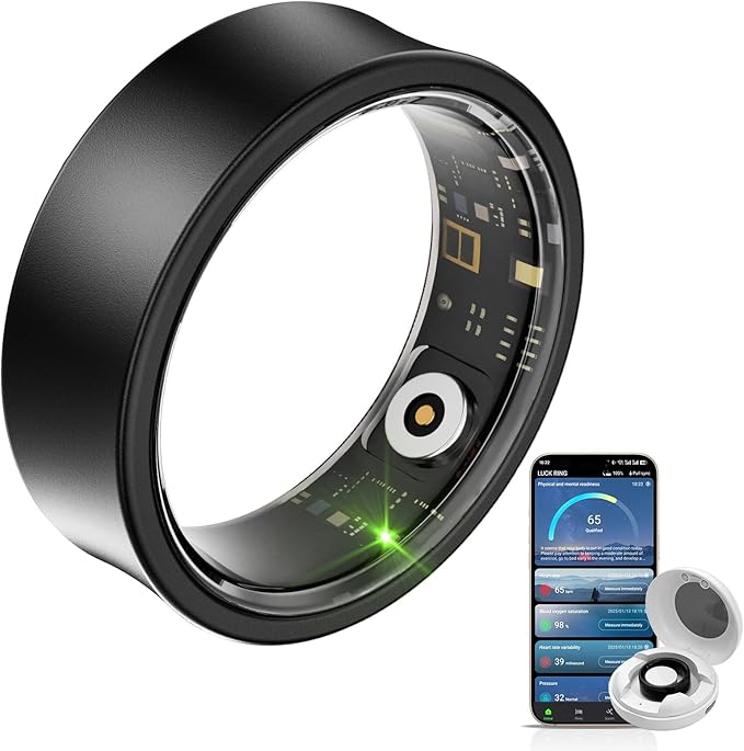 Smart Ring for Women Men, Health Fitness Tracker, 10ATM Waterproof Ring for iOS and Android, No Subscription Fee (Black, 10)