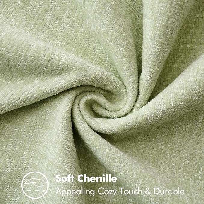 MIULEE Pack of 2 Summer Throw Pillow Covers 20x20 Inch Light Green Farmhouse Decorative Pillow Covers with Stitched Edge Soft Chenille Solid Dyed Pillow Covers for Couch Sofa Bed Living Room