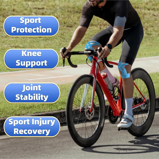 IEADEN Precut Kinesiology Tape for Knees, 20 Pcs - Knee Support & Stability, Knee Pain Relief Athletic Tape - Waterproof & Elastic, Breathable Hypoallergenic Latex-Free Tape, Black