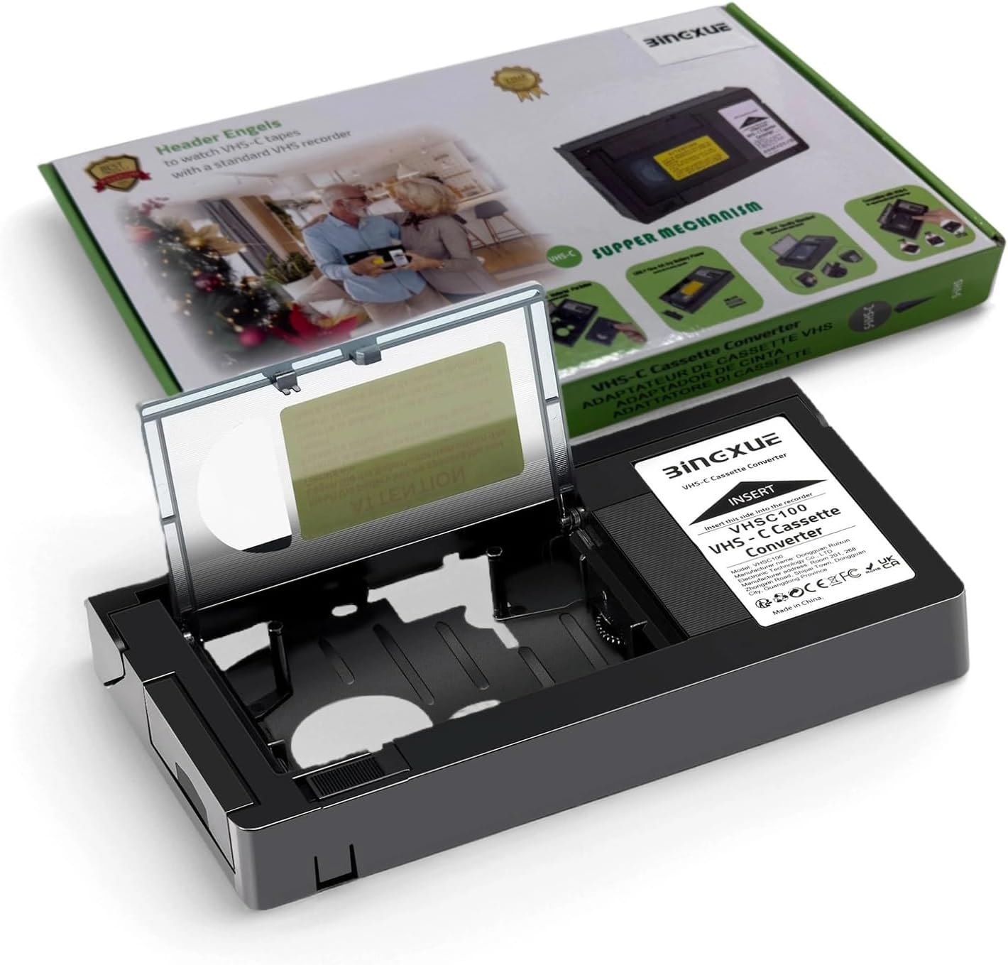 Bingxue Cassette Cassette VHS-C Tape Adapter for Camcorders Motorized VHS VHS-C to VHS Ideal for VCR Player, Video