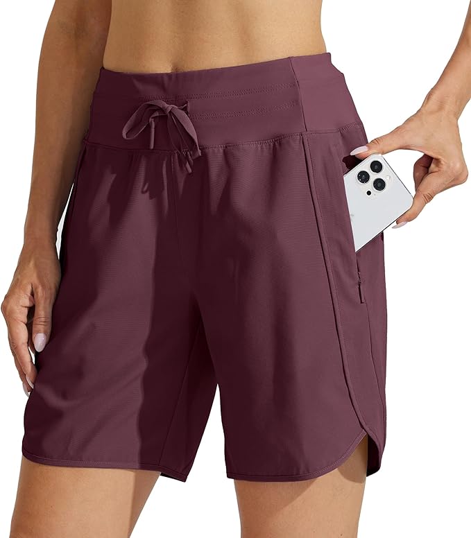 Willit Women's 7" Athletic Running Shorts Long Workout Hiking Shorts Quick Dry High Waisted Active Zipper Pocket(XX-Large)