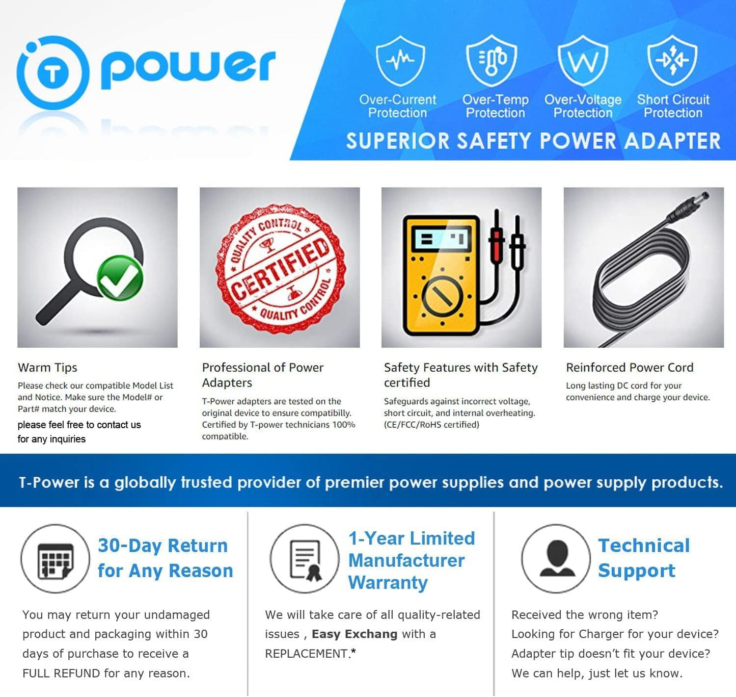 T POWER 26" 70" 30003 30009 30004 30006 300010 Charger for Touchstone Valueline - TVs Height Motorized TV Lift TV Wall
