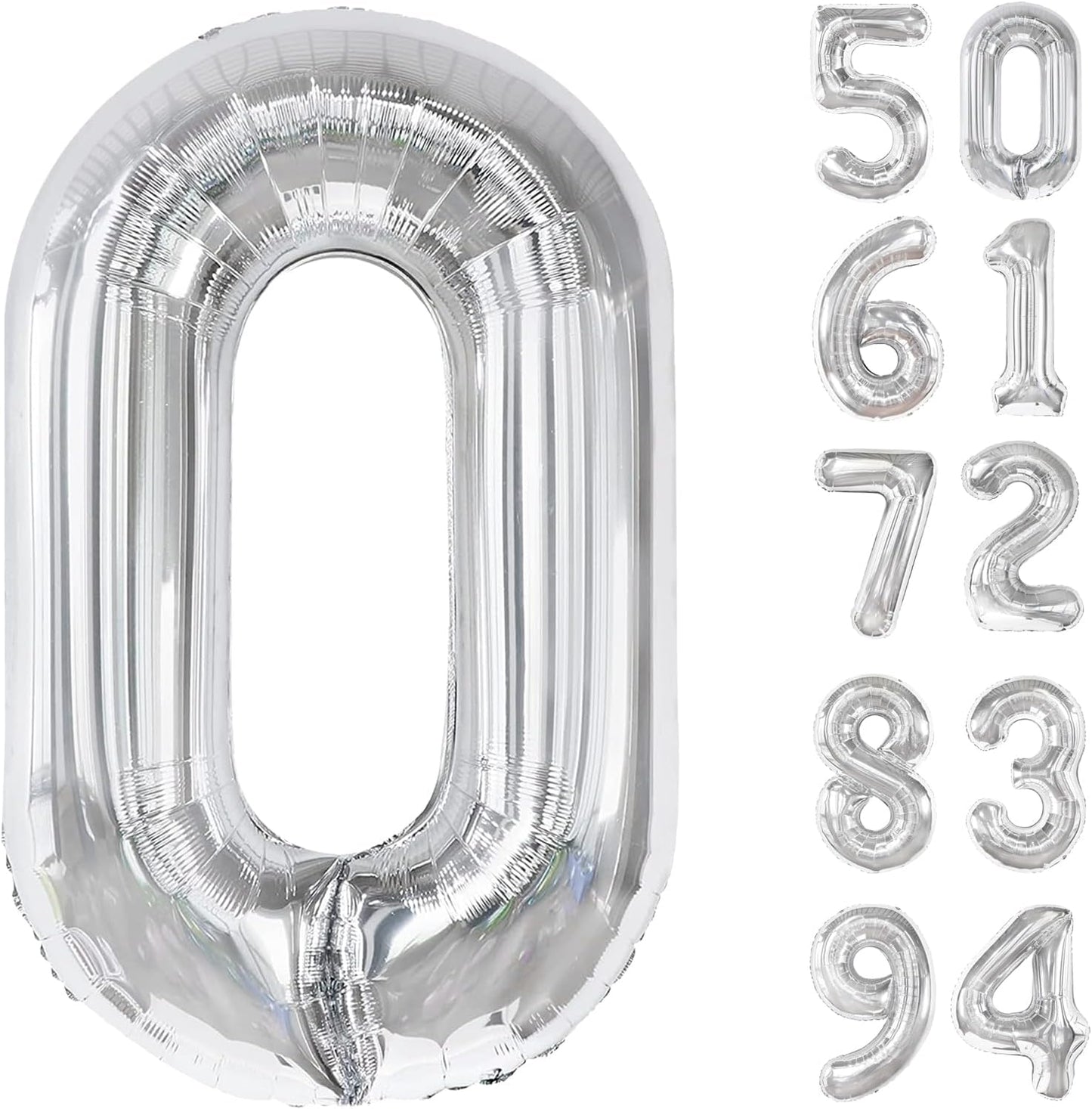Silver Number Balloons by [Brand Name] - 40 Inch 0 Balloon for Birthday Decorations | Perfect for Any Celebration