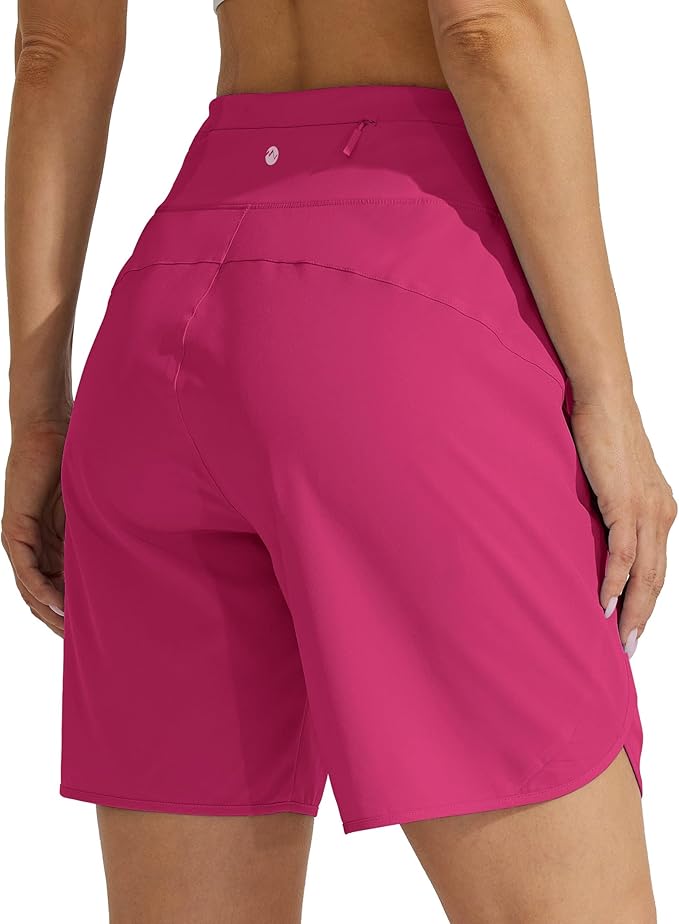 Willit Women's 7" Athletic Running Shorts Long Workout Hiking Shorts Quick Dry High Waisted Active Zipper Pocket(X-Small)