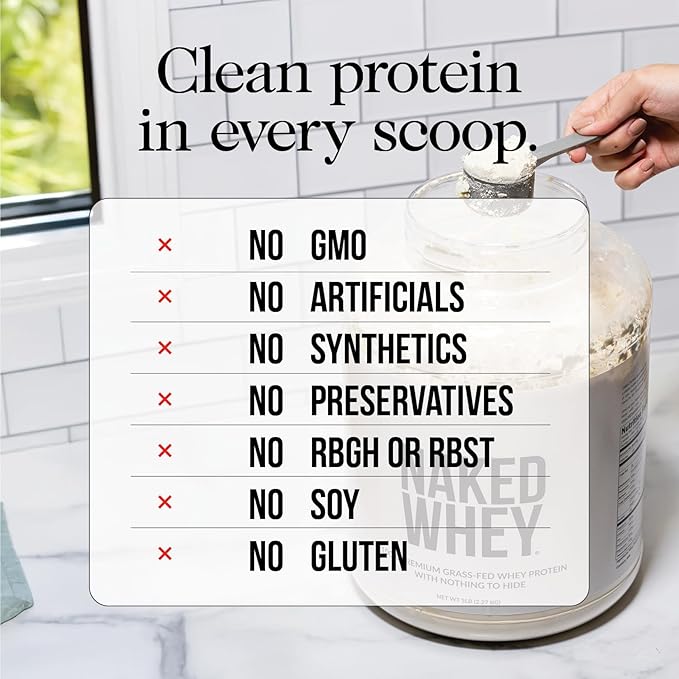 NAKED Whey Protein Supplement Powder, Chocolate, GMO Free, Soy Free, Gluten Free Aid Muscle Growth and Recovery 60 Servings, 5 Ib