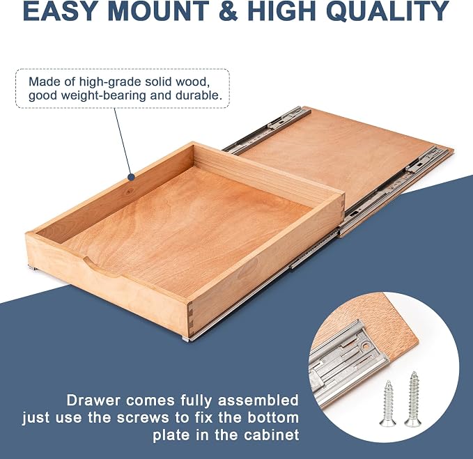 Pull Out Cabinet Drawers - 8x2 Size Options (12-29'W,18-21'D), Pre-Assembled with Soft Close Slides, Solid Beechwood, Easy Installation (16'W x 21'D)