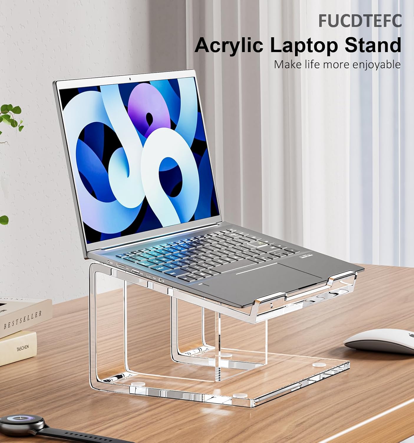 FUCDTEFC 10-15.6 Inch Acrylic Laptop Stand for Desk, Laptop Riser for Laptops, Ergonomic Computer Stand Holder