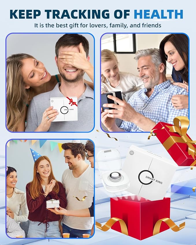 Smart Ring for Women Men Fitness Ring with Step Counting, Heart Rate, Blood Oxygen, Blood Pressure, Sleep Monitoring, IP68 Waterproof for iPhone and Android, No Subscription Fee,Silver 9#