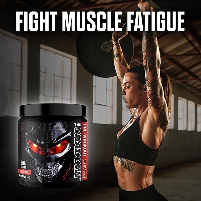 JNX SPORTS The Shadow! 350mg of Caffeine Hard Core Preworkout - Fruit Punch 30 Servings | Electric Energy, Mental Focus & Superhuman Strength for Men & Women