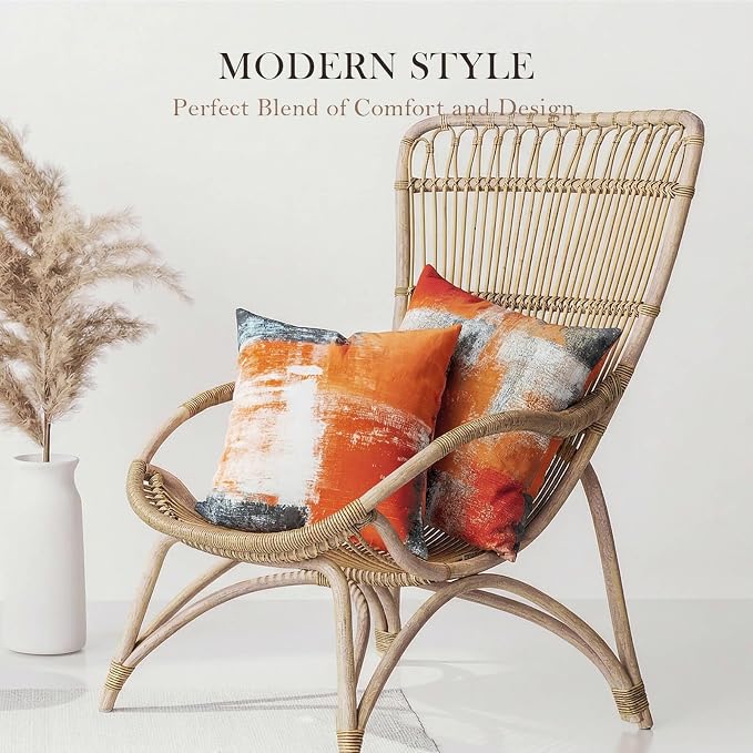 Burnt Orange Throw Pillow Covers 16x16 Set of 4 Decorative Cushion Cover Taupe Abstract Art Painting Pillow Covers for Sofa Couch Bedroom Living Room Outdoor Home Décor