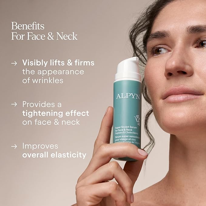 ALPYN Super Sculpt Serum, Face & Neck with Tri-Peptide Firming Complex, 1.7 oz
