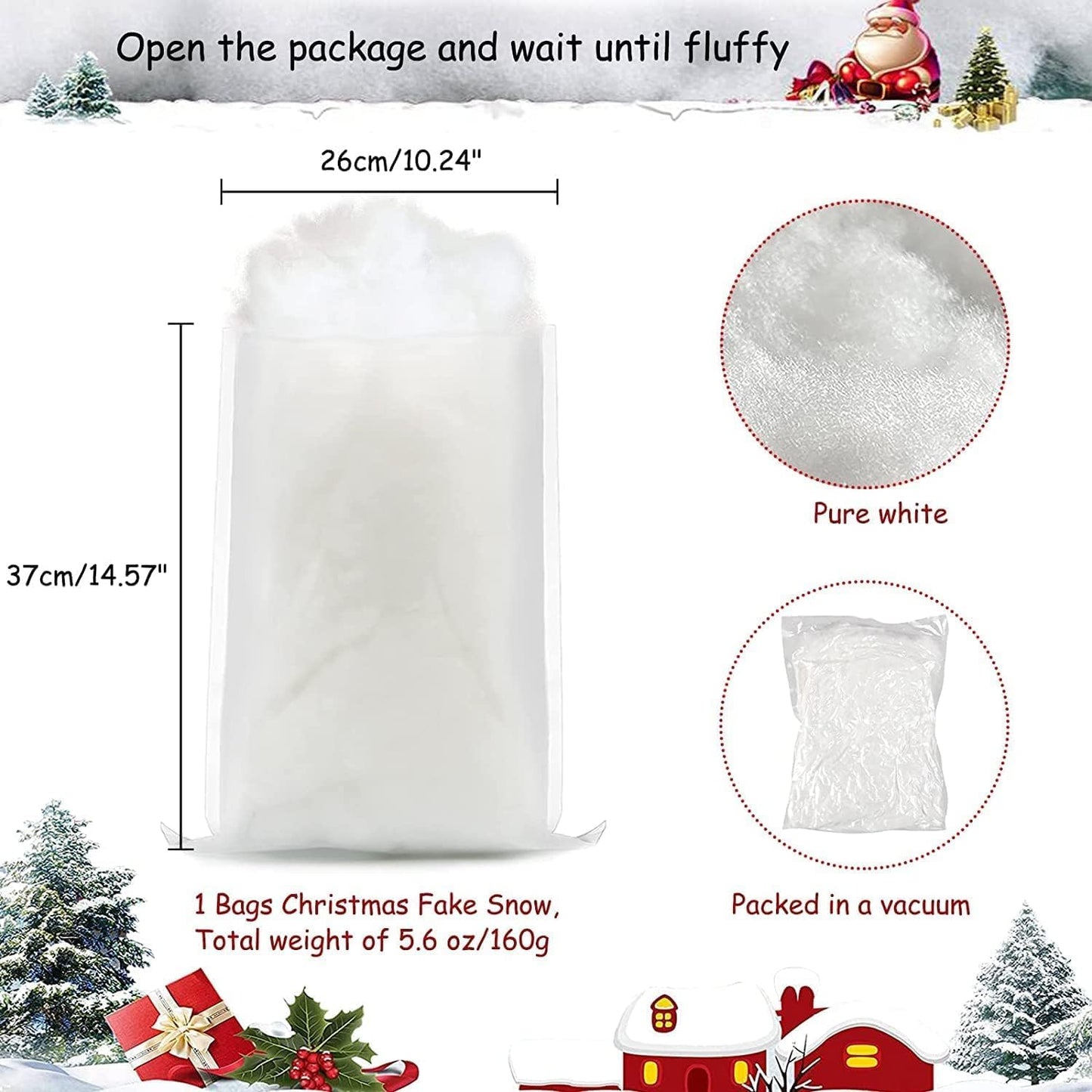 Skiennix Christmas Fake Snow Decor - Fluffy Fiber Artificial Snow for Indoor Winter Decorations