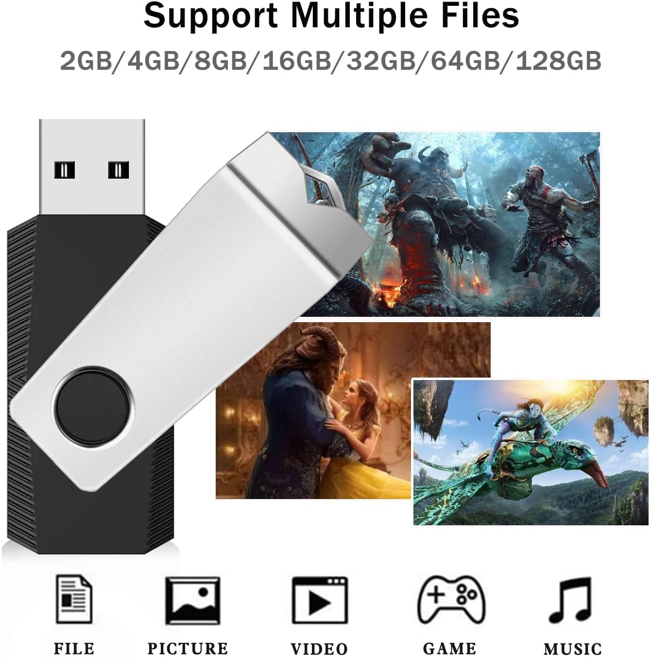 Wooolken 1GB 2.0 2 Pack Backup(1G, 2 USB Flash Drive Thumb Drives Jump Pen Drive Memory Stick with LED Light