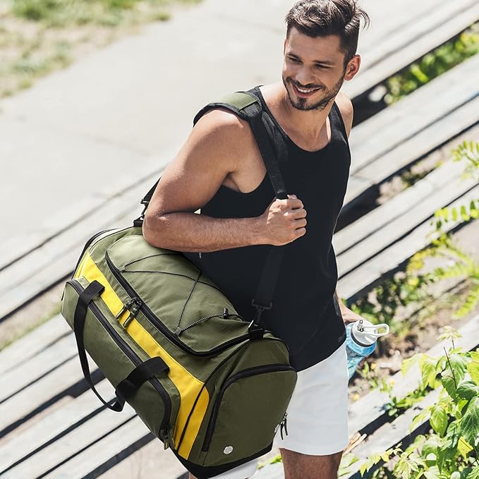 MIER Large Duffel Bag Men's Gym Bag with Shoe Compartment, 60L