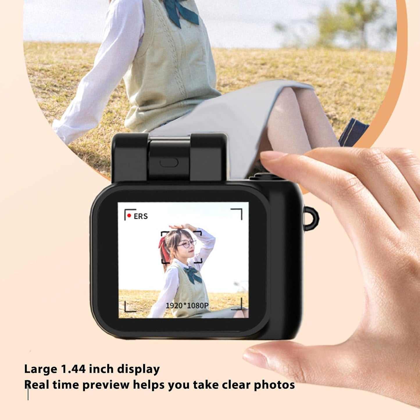 1080P 1.44in Sanpyl Small DV Camera, HD Thumb Video Recorder Mini DVR Camcorder with Screen, Charging Case, Supports