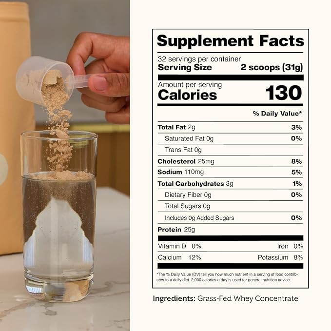 ProMix Nutrition One Ingredient Whey Protein Powder, 25g Protein per Serving, Sugar Free, Soy Free, Unflavored - 32 Servings
