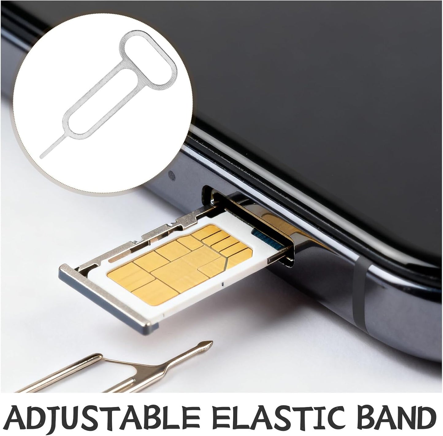 300pcs Set Homoyoyo Sim Card Removal Pin Ejector Needle Stainless Steel Anti-Lost Cell Phone Tray Opening Tool