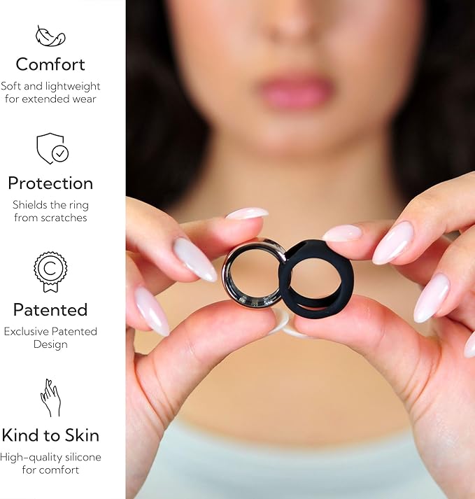 Rinfit Smart Ring Protector - Silicone Ring Enhancer for Active Lifestyle and Gym - StyleFit U.S. Design Patent - Black, Size 6