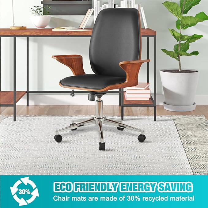 BesWin Office Chair Mat for Carpeted Floors, 46'' x 96'' Large Desk Chair Mat for Low Carpets, Premium Quality Hard Carpet Protector for Work, Home, Gaming, Easy Glide and Flat Without Curling