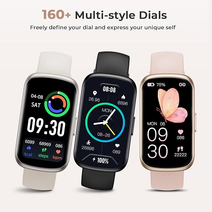 Fitness Tracker for Women Men, Smart Watch Band with 24/7 Heart Rate Blood Oxygen Sleep Monitor, Calories Step Tracker Pedometer 3ATM Waterproof Activity Tracker for Android iOS, Black