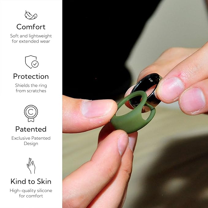 Rinfit Smart Ring Protector - Silicone Ring Enhancer for Active Lifestyle and Gym - StyleFit U.S. Design Patent - Green, Size 10