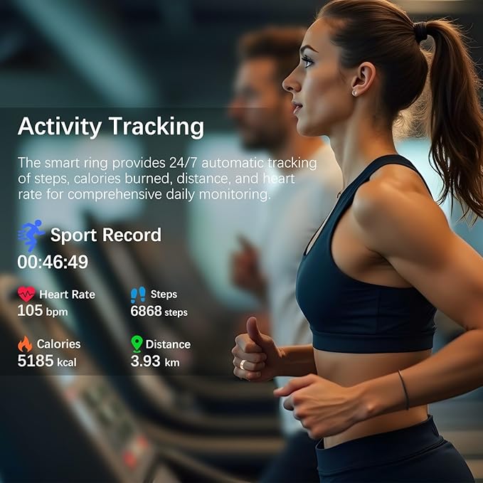 Smart Health Ring for Women Men, Fitness Tracker Ring with Heart Rate, Blood Oxygen, Sleep Tracker, Step Tracker, No Subscription Fee, IP68 Waterproof Smart Ring for iPhone & Android (Rose Gold, 8#)
