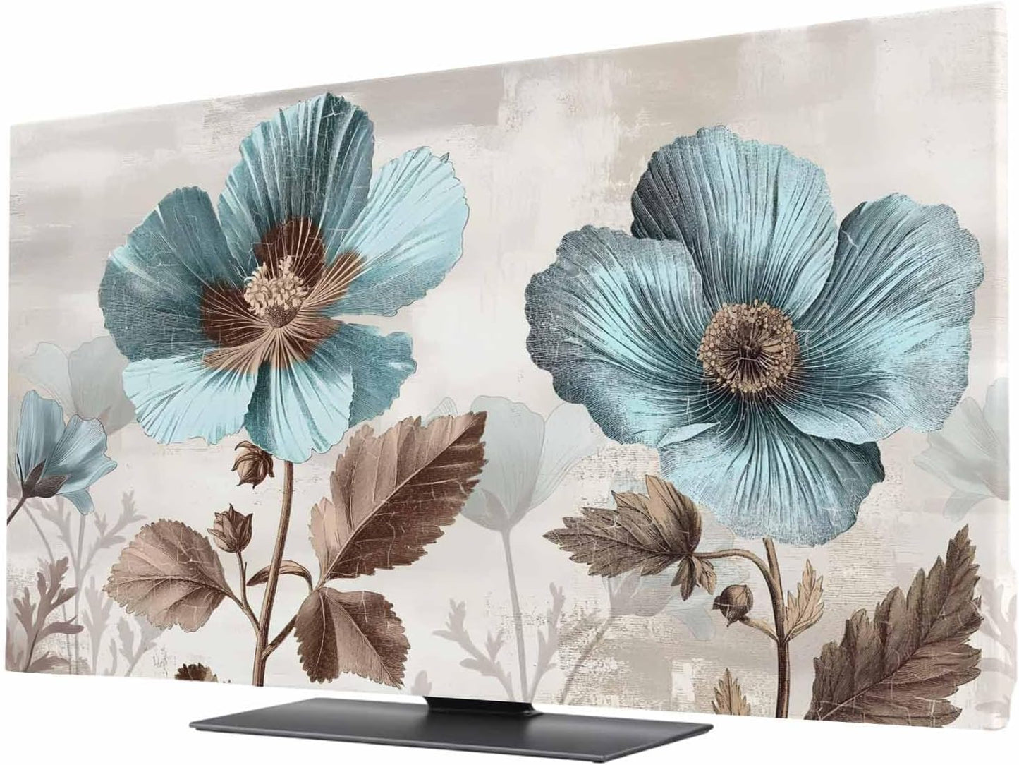 Singingin 32 Inch, Blue Broccoli TV Dust Cover Farmhouse Rustic Floral Retro Victorian Style Computer Monitor Cover