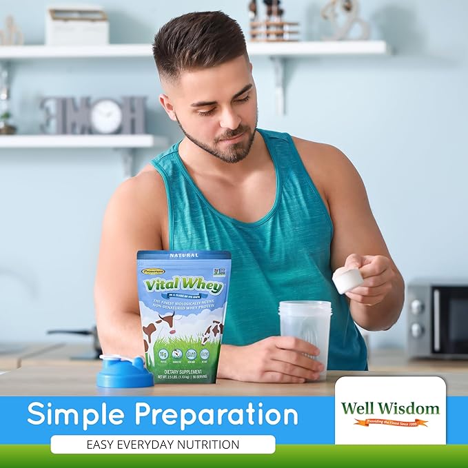 Grass-Fed Whey Protein Powder for Immune Vitality, Natural Vanilla 2.5lbs (56 Servings), 15g Protein Per Serve, Vital Whey, Clean Holistic, Wellness Nutrition