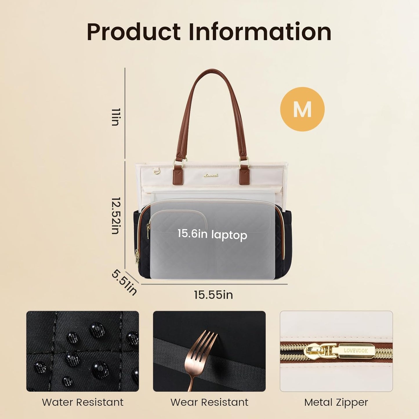 LOVEVOOK 15.6 Inch Tote Bag, Work Bags for Women with Large Cup Holder, Large Capacity Teacher Tote with Multi Pockets