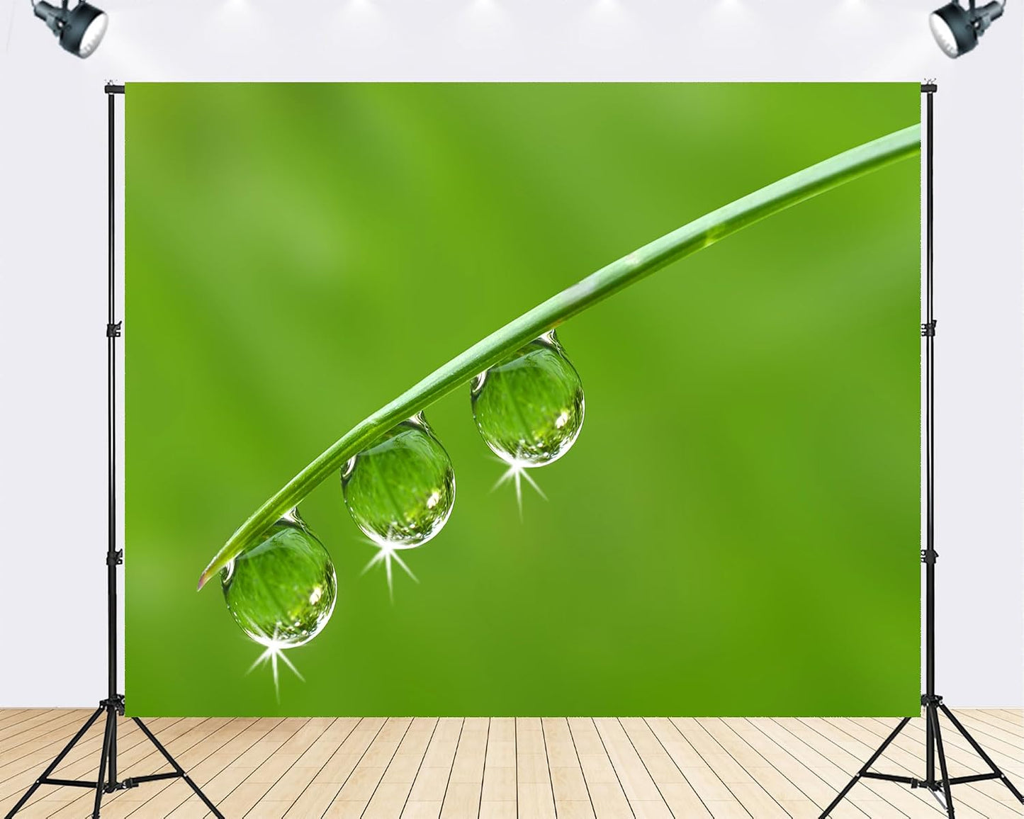 TryKid 5x5ft Green Dewdrop Grass Backdrop Sparkling Water Drop Blade Photography Background Fresh Spring Nature Event