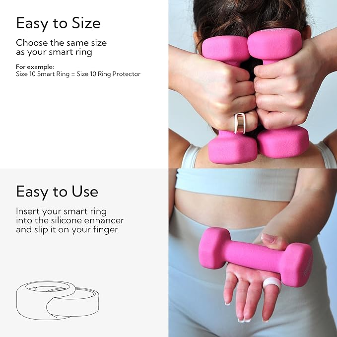 Rinfit Smart Ring Protector - Silicone Ring Enhancer for Active Lifestyle and Gym - StyleFit U.S. Design Patent - Pink, Size 8