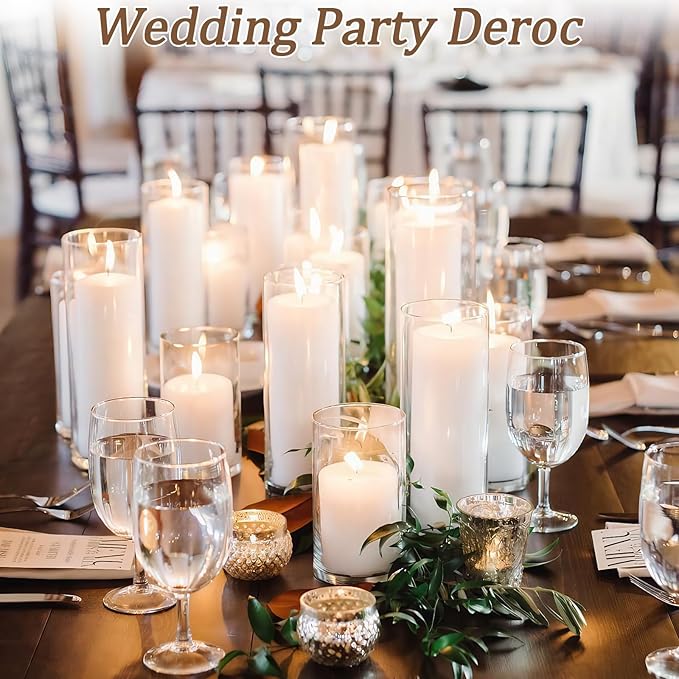 White Pillar Candles Bulk Set of 36，Hurricane Candlesï¼? Different Lengths 2 x 3/6/8 Inch (12 Each)，Dripless Unscented Smokeless，Gives You a Better Atmosphere When Organizing an Event Party.