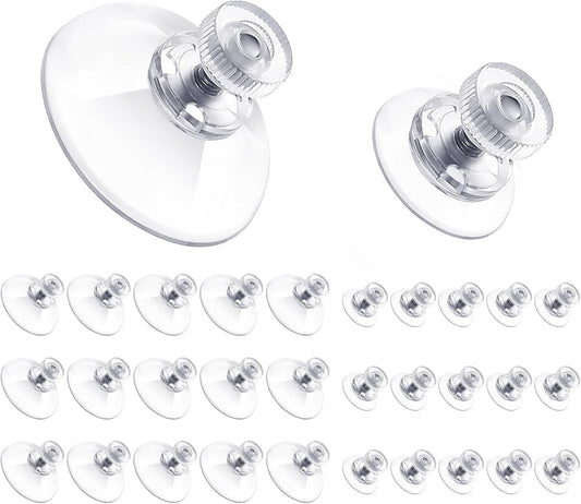Teenyyou Adhesive Suction Cups - 30 Pack Clear PVC Sucker Pads for Window, Wall & Car Decor | 25mm/40mm