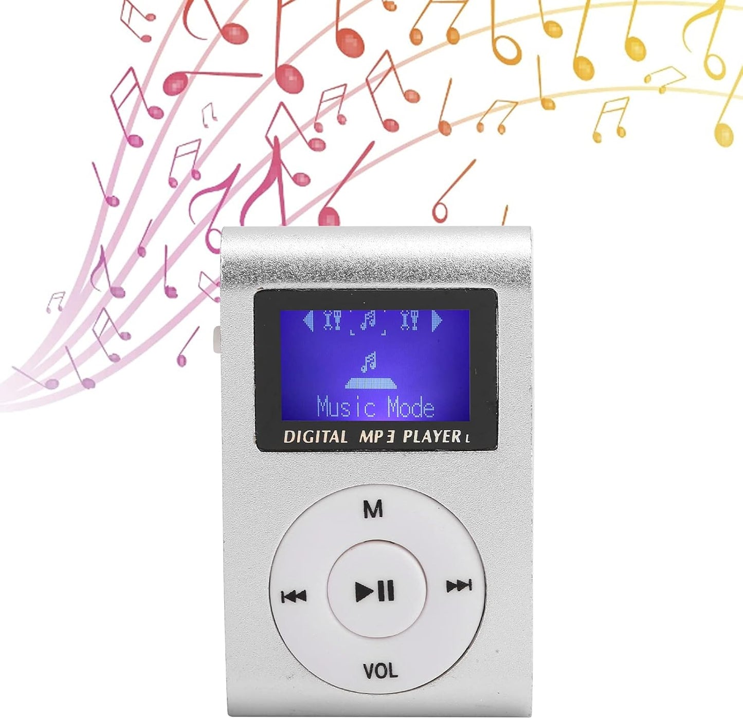 Liccx Mp3 MP3 32GB(Silver) Player, Music Player with Headphone and USB Cable, Back Clip Lossless Sound Music Player