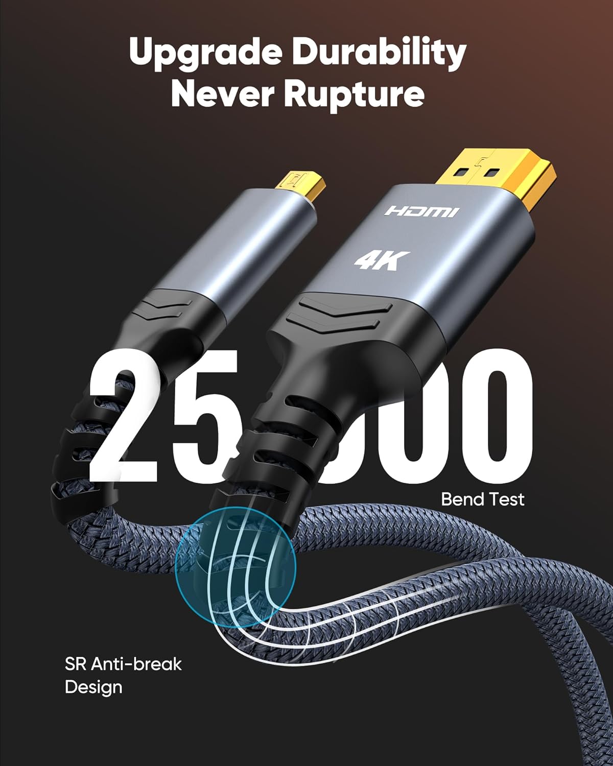 4K 6 4K@60Hz, Highwings Micro HDMI to HDMI Cable FT, Micro HDMI Cord HDR Compatible for DSLR Camera, Raspberry Pi