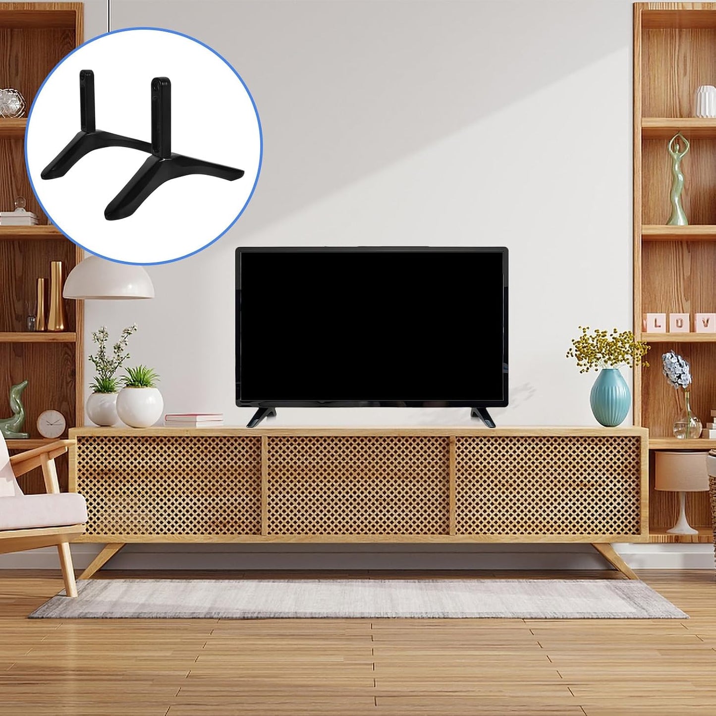 Cabilock Tv Stand Replacement Base with Screws Black Tv Support Holder Bracket for Flat Screen Televisions Suitable
