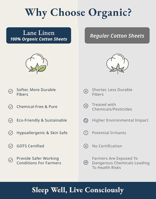 LANE LINEN 100% Organic Cotton King Sheet Set - Soft & Comfy Eco-Friendly Percale Bedding | Silver, 4-Piece, 15" Deep Pocket