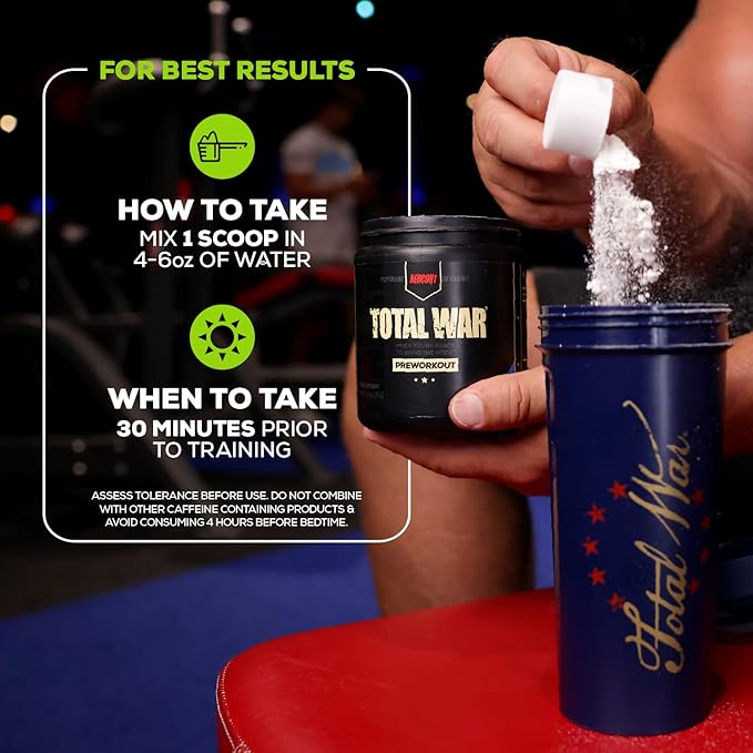 REDCON1 Total War Pre Workout, Vice City - L Citrulline, Malic Acid, Green Tea Leaf Extract for Pump Boosting Pre Workout for Women & Men - 3.2g Beta Alanine to Reduce Exhaustion (30 Servings)