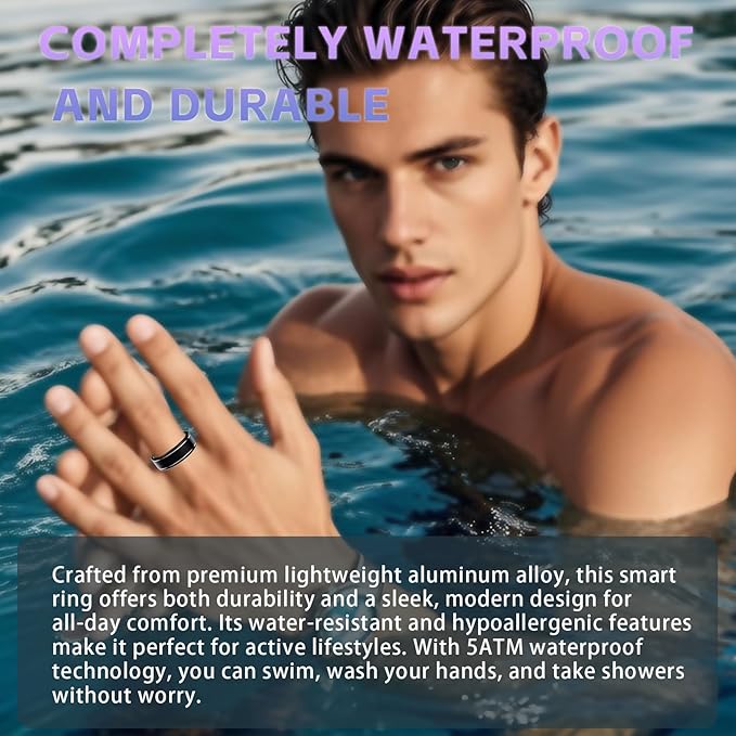 Smart Ring for Men Women ??Fitness Tracker Ring with Heart Rate, SpO2, Blood Pressure, Sleep Monitoring, Step & Calorie Counter, No Subscription Fee, iOS & Android Compatible (Black, 13)