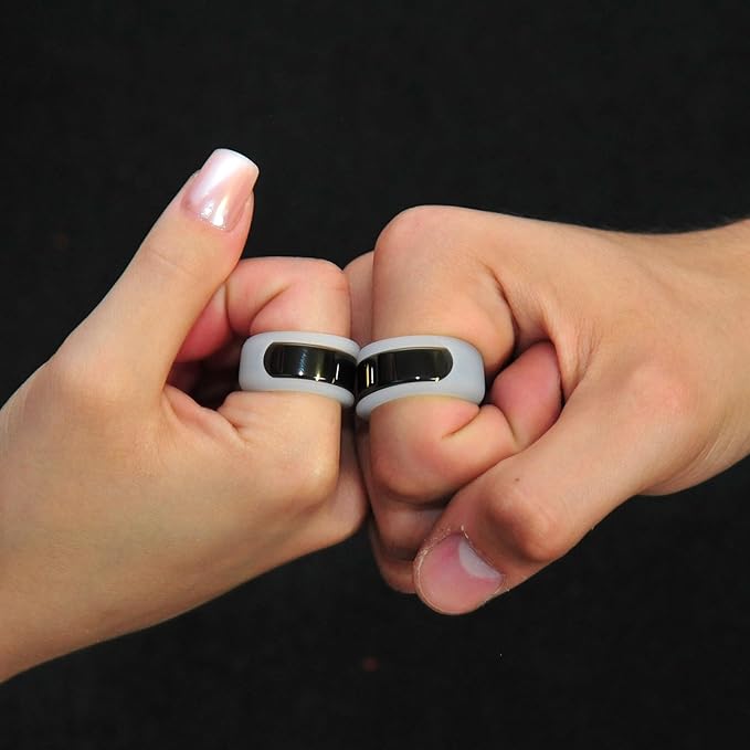 Rinfit Smart Ring Protector - Silicone Ring Enhancer for Active Lifestyle and Gym - StyleFit U.S. Design Patent - Frosted, Size 8