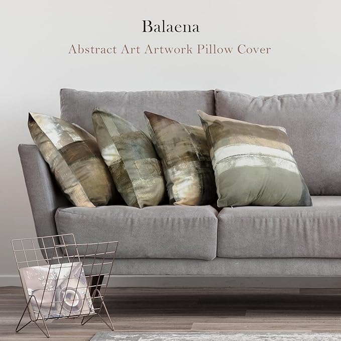 Brown Tan and Gray Throw Pillow Covers,Set of 4 16X16 Inch Taupe Modern Art Abstract Painting Home Decor Couch Pillow Covers Neutral Decorative for Sofa Bedroom Living Room