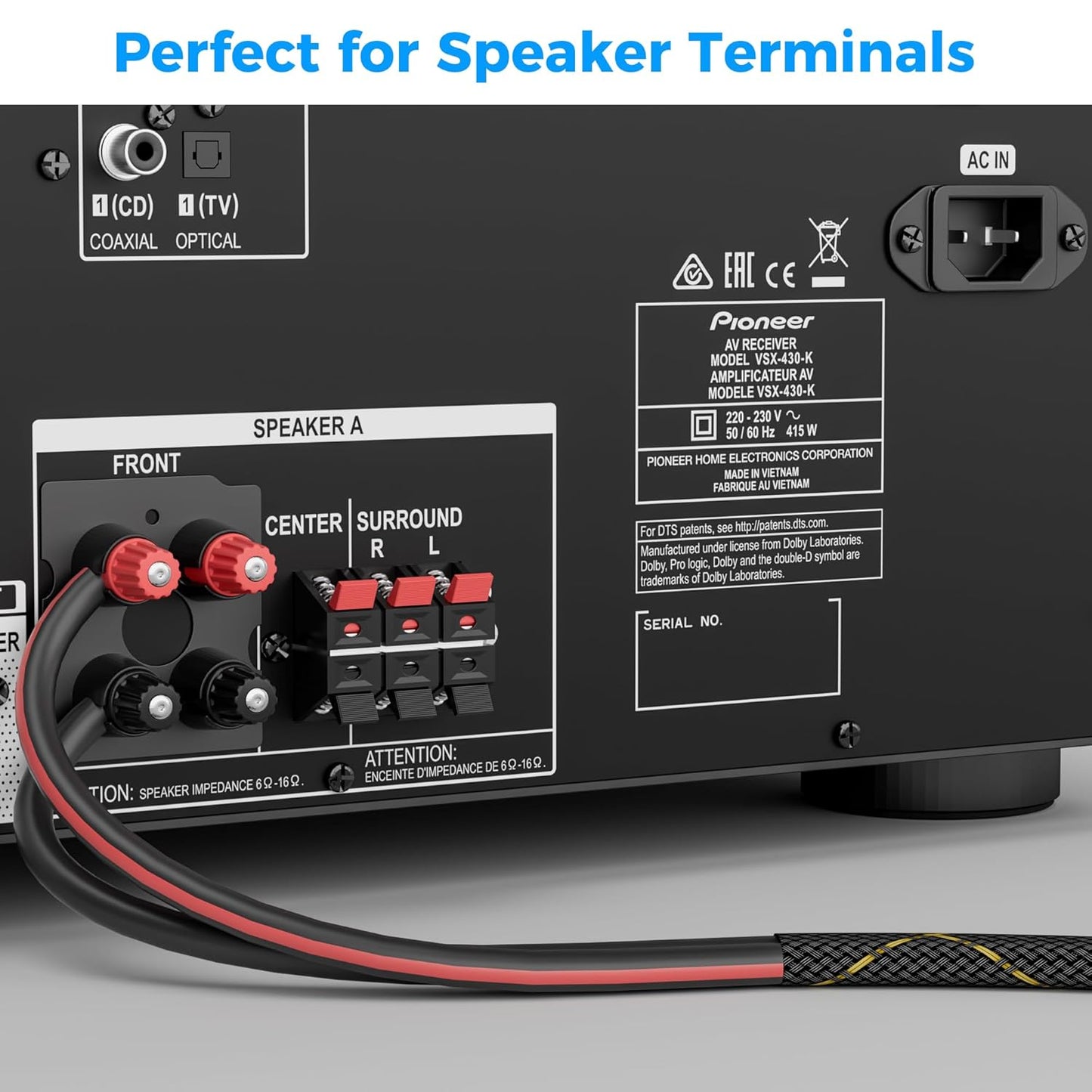 Mygatti 16/2 25 16AWG 2 Speaker Wire Feet, Gauge Speaker Cable, Direct Burial, Durable Nylon Braided, in Wall