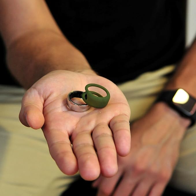 Rinfit Smart Ring Protector - Silicone Ring Enhancer for Active Lifestyle and Gym - StyleFit U.S. Design Patent - Green, Size 13