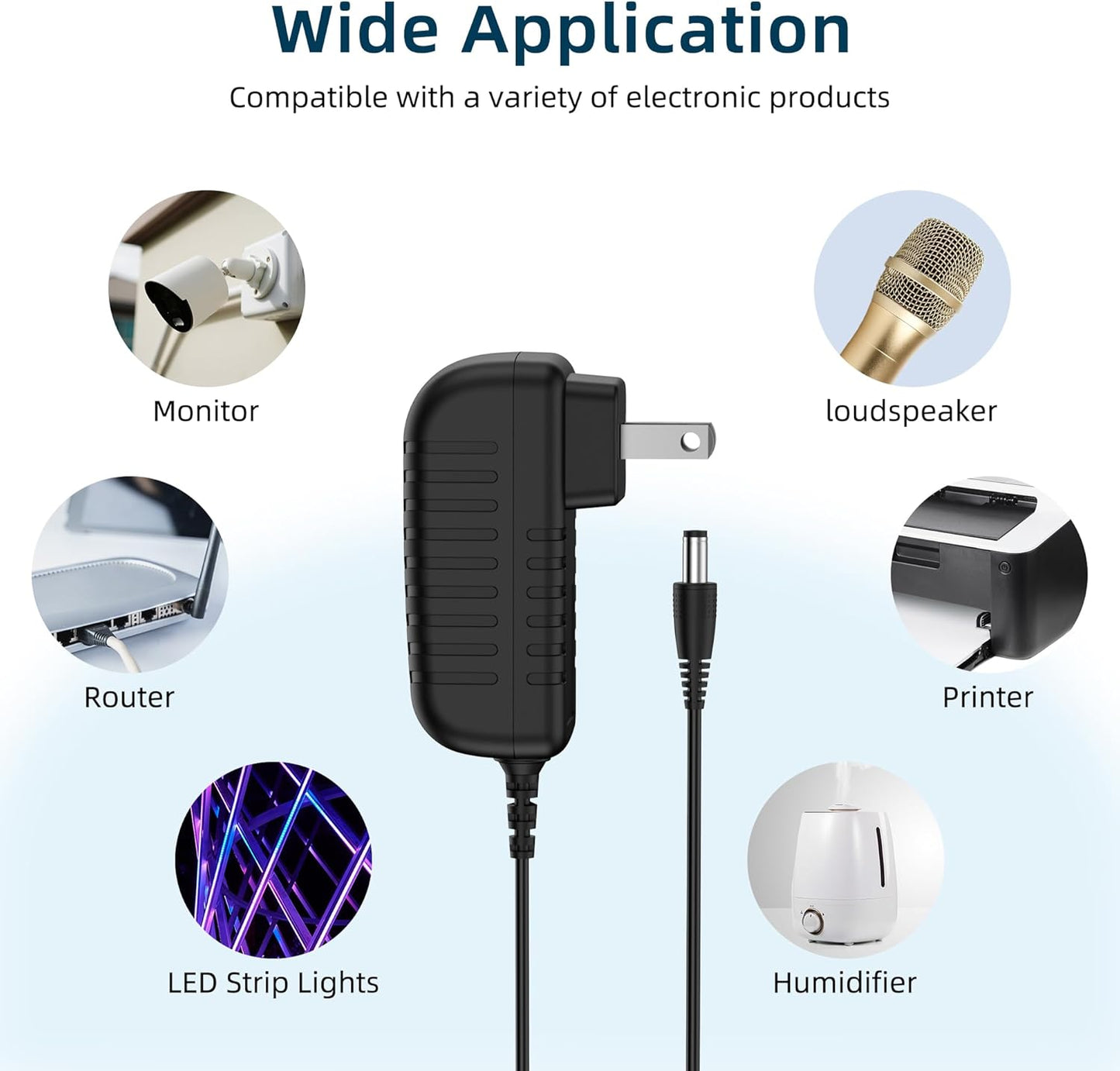 MDCGPower 13V 1A 5.5mm 2.5mm 4 DC Power Supply DC Adapter DC Power Cord with x DC Jack, Feet Cable for LED Strip