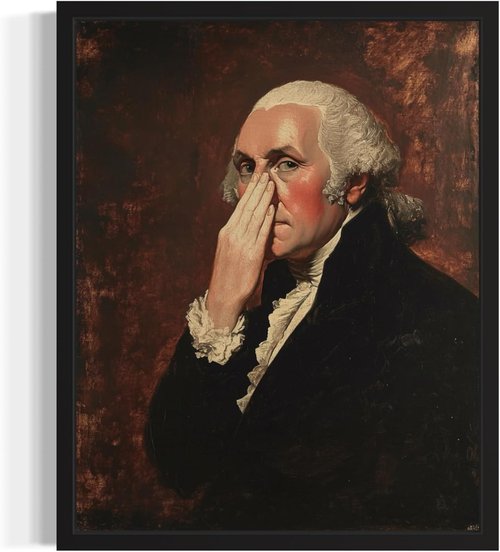 George Washington Wall Art Print - Vintage Funny Bathroom Decor | 8 x 10 Inches Unframed