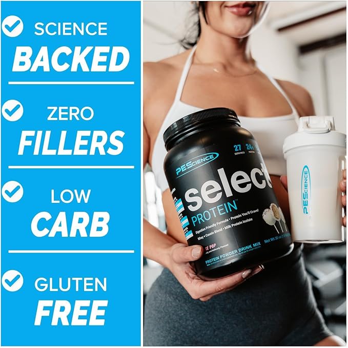 PEScience Select Protein Powder, Whey and Casein Blend, Clean Protein Powder for Women and Men, Low Calorie, Low Carb, Keto Friendly, Gluten Free - Frosted Sugar Cookie - 55 Servings
