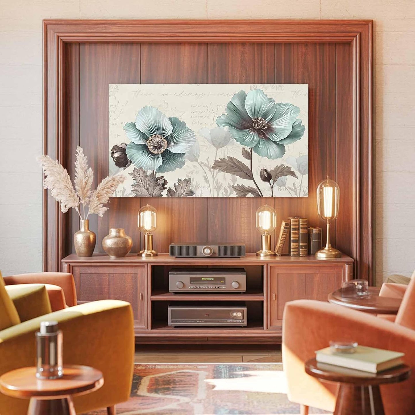 Singingin 85 Inch, Victorian Style TV Dust Cover Vintage Blue Flowers Broccoli Computer Monitor Cover Dustproof